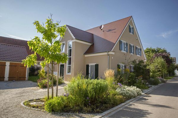 Neu gestalteter Vorgarten mit jungen Bäumen von Gartengestaltung Bissinger